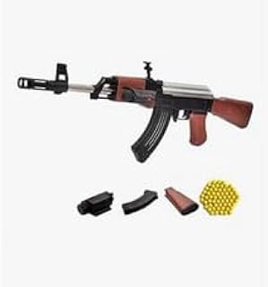 توي بوكس AK-47 مع ضوء ليزر و100 رصاصة بلاستيكية، اطلاق النار مع مجلة مسدس وسهام، للاطفال