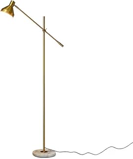 Standing Tall Lamps Nordic Light Luxury Iron Floor Lamp Industrial Adjustable Long Arm Lamp Marble LED Floor Light Living Room Standing Lamp Reading Light