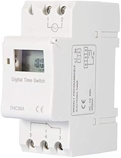 مفتاح مؤقت رقمي تي اتش سي 30 امبير قابل للبرمجة للتحكم في الوقت بشاشة LCD رقمية (220 فولت)
