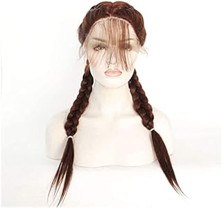 Wigs Lace Wig Europe and America are Two Large Braids Curly Hair Natural Appearance Heat-Resistant Fiber Synthetic Wig(24 Inches)