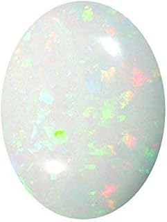 INDIA MADE 3.00 Ratti Opal Stone Certified Natural Astralian White Oval Shape Super Quality Astrological Opal Loose Gemstone-24524, Silver, Created Sapphire