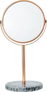 Desktop Makeup Mirror Beauty Mirror Marble Base Rose Gold Mirror Makeup Vanity Mirror Home Decor Cosmetic Ladies Office Dormitory Desktop Round Mirror/B Home Vanity Mirror (Color : Khaki) (Khaki)