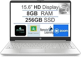 احدث لابتوب HP 15.6 انش HD، انتل الجيل العاشر ثنائي النواة i3-1005G1 (حتى 3.4GHz)، 8GB DDR4 RAM، 256GB PCIe SSD، كاميرا ويب، بلوتوث، واي فاي، HDMI، نوع C، ويندوز 10 S+ قاعدة ماوس اليفليكس