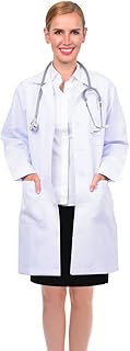 Professional Lab Coat for Women Men, 36 Inch Long White Jacket for Science Lab Chemistry Medical Doctor (Medium)