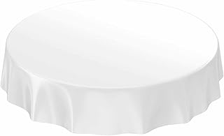 ANRO Oilcloth Tablecloth Washable White Plain Matt Round 140 cm