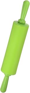 GLOKUUCA Silicone Rolling Pin - Wooden Handle Non-Stick Rolling Pin for Baking Roller Playdough Rolling Pin Kitchen Accessories Pastry Roller- (12", Green)