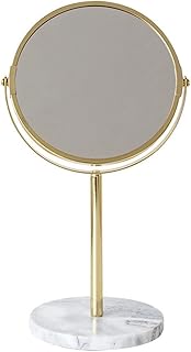 Desktop Makeup Mirror Beauty Mirror Marble Base Rose Gold Mirror Makeup Vanity Mirror Home Decor Cosmetic Ladies Office Dormitory Desktop Round Mirror/B Home Vanity Mirror (Color : Khaki) (Grey)