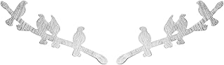 Sterling Silver Matte Birds on A Branch Vine Curved Climber Crawler Earrings