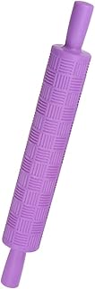 GLOKUUCA Pattern Embossed Rolling Pin - Rhombus 3D Pattern Plastic Non-Stick for Baking Embossing Textured Rolling Pin PP - (14.57Inch x 1.97Inch, Purple)