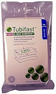 TUBIFAST BLUE LINE 7.5CM X 1M(NEW) 2-WAY STREATCH ELASTICATED VISCOSE TUBULAR BANDAGE FOR DRESSING RETENTION BLUE LINE 1M - 7.5CM X 1M