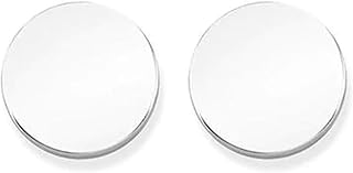 Rhodium on Sterling Silver Shiny Plain 8mm Circle Disc Stud Earrings Unisex