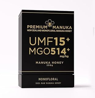 Premuim Manuka - (UMF 15+/MGO 514+) - 8.8 Oz (250g Jar) - Authentic Raw New Zealand Manuka Honey, UMF Certified, Mono-floral, Organic