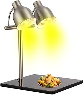 Free Standing Food Warming Lamp, 360° Bend Buffet Food Warmer with 500W Bulb, Height Adjustable, Independent Gear Switch Food Service Heat Lamp, for Pizza, Steak, Fried Chicken, Buffet Restaurant