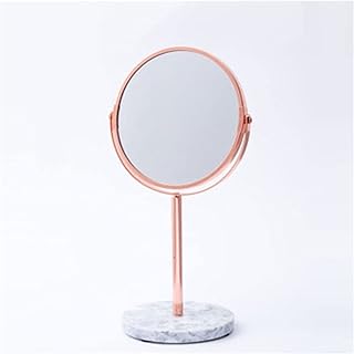 Desktop Makeup Mirror Beauty Mirror Marble Base Rose Gold Mirror Makeup Vanity Mirror Home Decor Cosmetic Ladies Office Dormitory Desktop Round Mirror/B Home Vanity Mirror (Color : Khaki) (C)