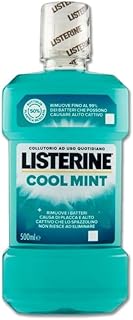 LISTERINE Cool Mint Mouthwash with Mint Flavoured with Antibacterial Essential Oils and Fluoride, Mouthwash Listerine for Fresh Breath, Mouthwash for Complete Oral Hygiene 500ml