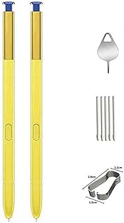 قطعتان من قلم جالكسي نوت 9، قلم ستايلس اس بديل لجهاز جالكسي نوت 9 -N960 (بدون بلوتوث) مع اطراف/رؤوس + دبوس اخراج (اصفر)