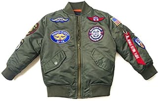 NASA MA-1 Flight Bomber Jacket TopGun Military with US Army & Navy Patched Coat for Kids Boys