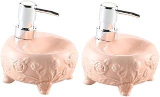 Large Capacity Soap Dispenser Ceramics Lotion Dispenser with Stainless Steel Pump Lotion Bottle Soap Pump 11.8oz/ 350ml for Bathrooms Lotion Bottle (A 2 Pack)