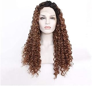 Wigs European and Ladies lace Wig Wig woman Long Hair Wig Half Crochet Curly Hair Natural Appearance Heat-Resistant(20 Inches)