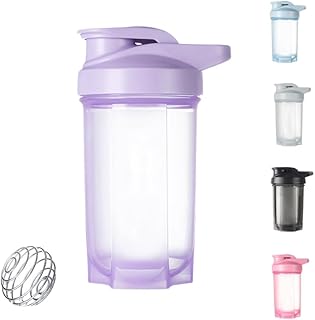 Protein Shaker Bottle with Stainless Steel Mixing Ball Meal Replacement Milkshake Mixing Bottle Bottle Sports Supplements Shakers Fitness Milkshake Portable Workout Water bottle 500ml (purple)