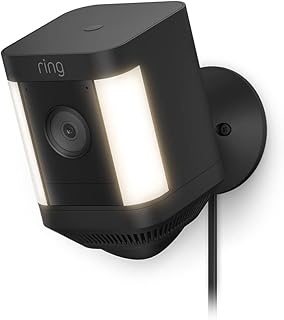 كاميرا Ring Spotlight Cam Plus بالبطارية من امازون| كاميرا مراقبة خارجية لاسلكية بفيديو فائق الجودة 1080 بيكسل، التحدث باتجاهين، LED، صافرة إنذار، بديل لنظام CCTV |تجربة مجانية 30 يوماَ من Ring Home