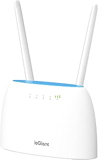 راوتر ثنائي النطاق 4G LTE واي فاي AC 1200Mbps من اي او جاينت، صندوق 4G غير مقفل، التوصيل والتشغيل، توصيل حتى 64 جهاز، 2X SMA للهوائي الخارجي، منفذين ار جيه 45