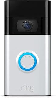 جهاز Video Doorbell(2nd Gen.) من Ring- كاميرا مراقبة وجرس باب تعمل ببطارية قابلة لإعادة الشحن متصلة بالواي-فاي مع إمكانية التحدث باتجاهين- مقاطع الفيديو بأعلى جودة صورة- استشعار الحركة- رؤية ليلية.