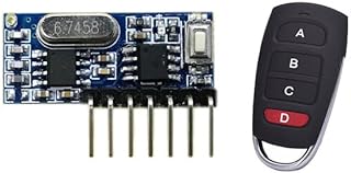 جهاز ارسال سمارت اي - RFs 433Mz 4 ازرار للتحكم عن بعد + وحدة استقبال ثابتة EV1527 فك تشفير 4CH مع مجموعة تعلم ذاتية الصنع (عبوة 1)