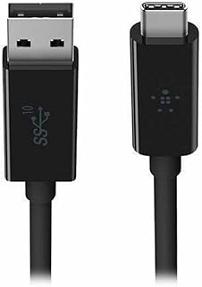 كابل شحن USB نوع ايه الى USB-C 3.1 عالي الجودة (حتى 3 امبير) وكابل بيانات (10 جيجابت في الثانية) من بيلكن - 1 متر - اسود، لحاسوب محمول