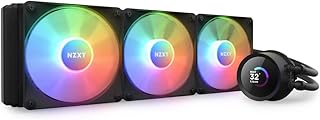 NZXT مبرد سائل لوحدة المعالجة المركزية ايه اي او 360 ملم من كراكين شاشة LCD مربعة قابلة للتخصيص 1.54 انش للصور ومقاييس الاداء مضخة عالية 3 مراوح كور F120 RGB اسود