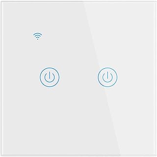 مفتاح اضاءة حائط سمارت يعمل بالواي فاي، مفاتيح لاسلكية، لا يتطلب سلك محايد، متوافق مع اليكسا وجوجل هوم، مفتاح تحكم باللمس عن بعد عن طريق التطبيق، لا يتطلب موزع، كه وظيفة تحكم صوتي