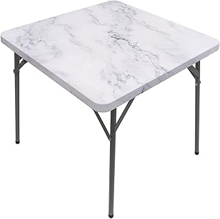 Marble Square Table Cove, Marble Style Texture, Elastic Edge, Suitable for Kitchen Party Picnic, Fit for 62"x62" Square Table