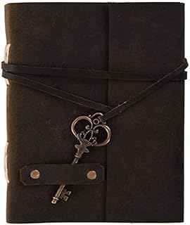 RRR Craft - Be Unique Leather Key Lock Diary for Men & Women - Embossed Sketchbook for Drawing & Writing - Light brown leather diaryBound Plain Paper 5 X 7 inch