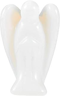 HZAOPZE White Angel Gemstone - Guardian Angel Figurine Crystal Pocket Angel Healing Stone Talisman Lucky Charm Guardian Angel to Take Away, Angel Statue Fengshui Decoration, Gifts, Velvet Bag