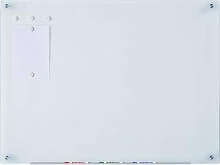 اوديو فيجوال دايركت مجموعة الواح زجاجية بيضاء مغناطيسية قابلة للمسح الجاف - 4 قدم × 3 قدم - تتضمن مغناطيسات ومعدات وصينية اقلام ماركر