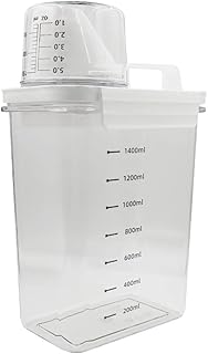 MIETONG 1800 ml Airtight Detergent Dispenser with Measuring Cup, Washing Powder Dispenser, Multi-Purpose Detergent Box for Powder, Detergent, Body Detergents, Shampoos, Cereals (Transparent)