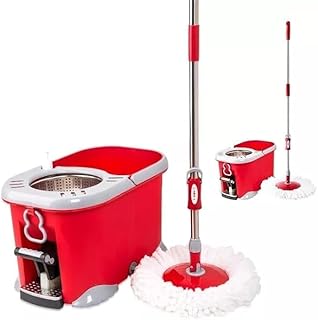 Microfibre Mop And Bucket Set Spin Foot Pedal Mop For Cleaning Floors Wood Tiles