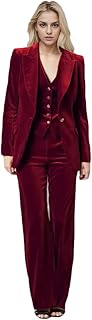 3 PC Womens Velvet Pant Suit Peak Lapel Business Suit Blazer Vest Pants Prom Suit Office Work Suit