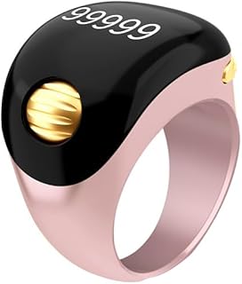 Golden Bead Prayer Smart Ring, Lucky Ring, Tasbih Ring, Large Battery, Large OLED Display, Prayer Counting Ring, Fashionable, Cool, Perfect for Daily Wear and Gift Giving, Man and Women