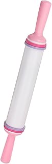 GLOKUUCA Fondant Rolling Pin - Fondant Cake Dough Roller Non-Stick No Handle Rolling for Baking Kitchen Tool Rolling Pin with Rings PP - (14.57" x 1.57", White)