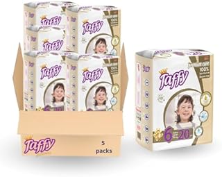 حفاضات للأطفال رقم 6 تحتوي على 100 حفاضة (.....+ - 16) Kg من Taffy بامتصاص عال وحماية من التسرب