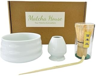 Generic Matcha Tea Set - Ceramic, Bamboo - Modern - Matcha Tea Set - 15cm x 1cm - White