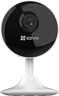 EZVIZ كاميرا سي بي 1 لاسلكية داخلية ببطارية تخزين 512GB بدون اشتراك ، متوافقة مع اليكسا جوجل مراقبة 1080P كشف الحركة والبشر رؤية ليلية صوت ثنائي الاتجاه أبيض