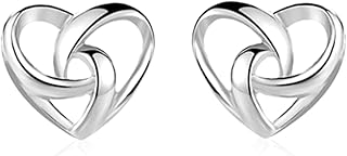 Sterling Silver Twisted Love Knot Heart Stud Earrings