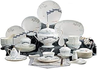 50-Piece Porcelain Dinnerware Set Ceramics China Dinnerware Set Stoneware Ceramic Dishware Sets Modern Creativity Vintage