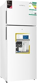 AURORA 396L Double Door Refrigerator, 295L Fridge, 101L Freezer, Electronic Control, Automatic Defrost, 2 Adjustable Glass Shelves, Inner Light, Lock & Key | Silver Color | Model No: AR-580RNK