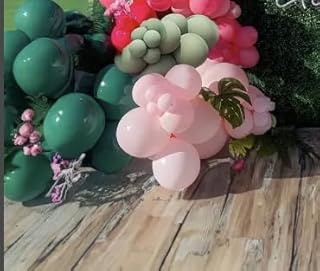 Spring Pink and Green Balloon Garland Arch Kit 130 Pcs Hot Pink Pastel Pink Balloons for Girls Baby Shower Woodland Safari wild one Birthday summer tropical Party Decorations