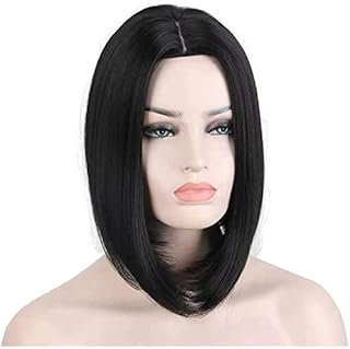 Wigs Ms. Carve Short Black Wig high Temperature Wire Wig Europe and America Synthetic Braid African Braid Wig Stage Hip hop(Deep Brown)