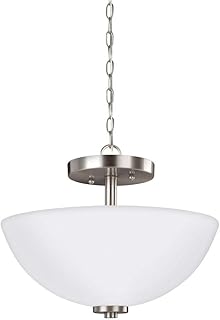 قلادة Cull Lighting Generation 77160-962 الانتقالية ذات ضوءين شبه مستهلكين من مجموعة Seagull-Oslo في البيوتر، لمسة نهائية فضية، نيكل مصقول