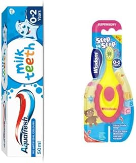 MM Wisdom Step by Step Toothbrush 0-2 Years & Milk Teeth Toothpaste 0-2 Years | Gentle Dental Care for Babies | Soft Bristles & Fluoride-Free Toothpaste | Ideal for Early Oral Hygiene